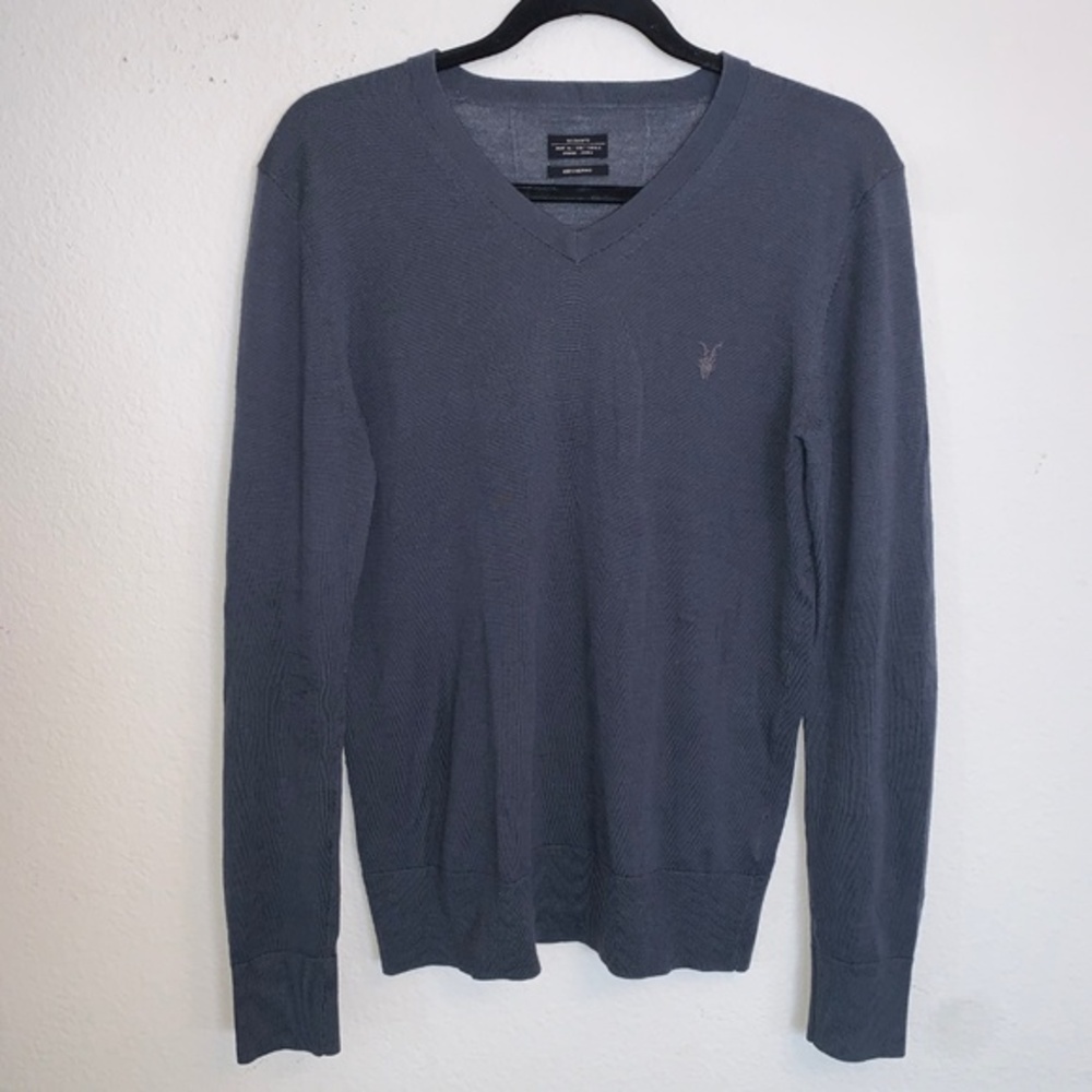 All Saints Gray V-Neck Sweater